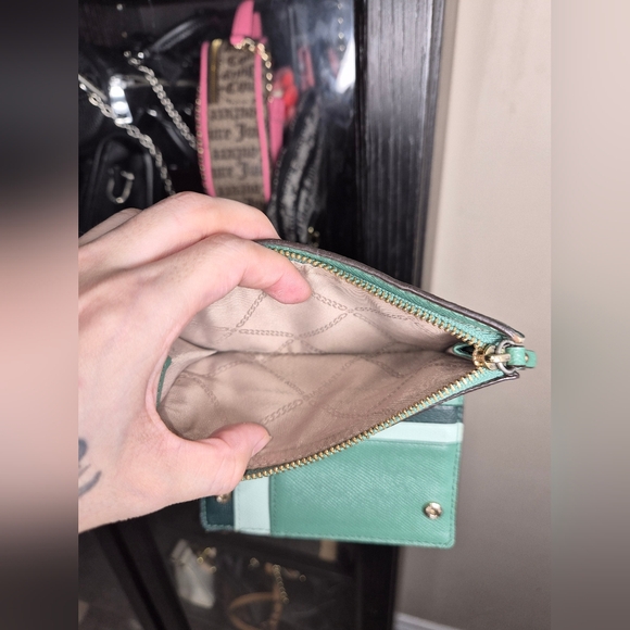 Michael Kors Medium Saffiano Leather Slim Dark Green Wallet Womens - Picture 5 of 10